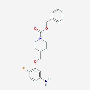 molecular formula C20H23BrN2O3 B8126108 4-(5-Amino-2-bromo-phenoxymethyl)-piperidine-1-carboxylic acid benzyl ester 
