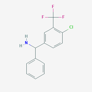molecular formula C14H11ClF3N B8126159 (4-Chloro-3-(trifluoromethyl)phenyl)(phenyl)methanamine 
