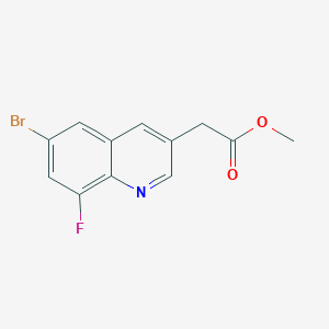 molecular formula C12H9BrFNO2 B8126197 Methyl 2-(6-bromo-8-fluoro-3-quinolyl)acetate 