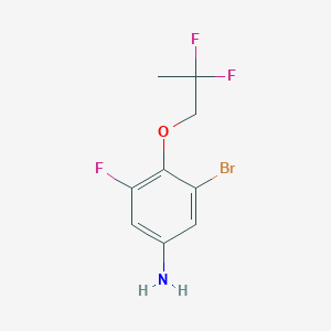 molecular formula C9H9BrF3NO B8126205 3-Bromo-4-(2,2-difluoro-propoxy)-5-fluoro-phenylamine 