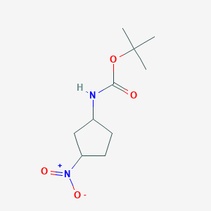 molecular formula C10H18N2O4 B8126276 (3-Nitrocyclopentyl)-carbamic acid tert-butyl ester(cis/trans) 