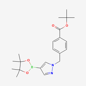 molecular formula C21H29BN2O4 B8126281 4-[4-(4,4,5,5-Tetramethyl-[1,3,2]dioxaborolan-2-yl)-pyrazol-1-ylmethyl]-benzoic acid tert-butyl ester 