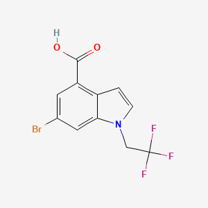 molecular formula C11H7BrF3NO2 B8126286 6-Bromo-1-(2,2,2-trifluoroethyl)-1H-indole-4-carboxylic acid 
