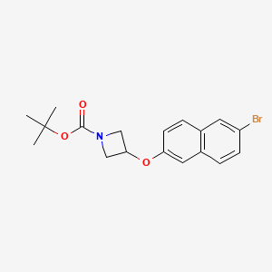 molecular formula C18H20BrNO3 B8126302 3-(6-Bromo-naphthalen-2-yloxy)-azetidine-1-carboxylic acid tert-butyl ester 