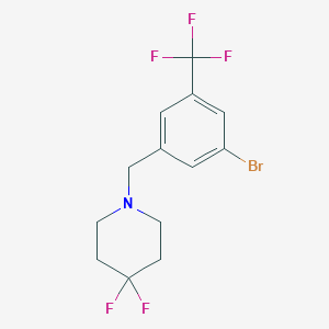 molecular formula C13H13BrF5N B8126304 1-(3-Bromo-5-trifluoromethyl-benzyl)-4,4-difluoro-piperidine 