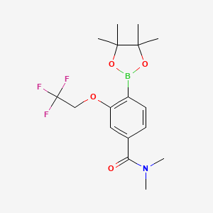 molecular formula C17H23BF3NO4 B8126313 N,N-Dimethyl-4-(4,4,5,5-tetramethyl-[1,3,2]dioxaborolan-2-yl)-3-(2,2,2-trifluoro-ethoxy)-benzamide 
