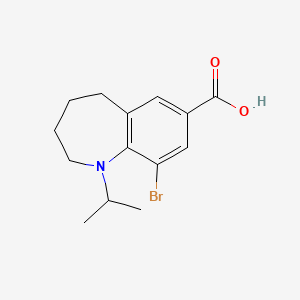 molecular formula C14H18BrNO2 B8126318 9-Bromo-1-isopropyl-2,3,4,5-tetrahydro-1H-benzo[b]azepine-7-carboxylic Acid 