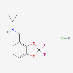 molecular formula C11H12ClF2NO2 B8126331 Cyclopropyl-(2,2-difluorobenzo[1,3]dioxol-4-ylmethyl)-amine hydrochloride 