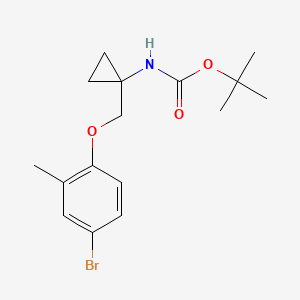 molecular formula C16H22BrNO3 B8126334 [1-(4-Bromo-2-methyl-phenoxymethyl)-cyclopropyl]-carbamic acid tert-butyl ester 