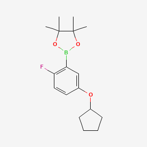 molecular formula C17H24BFO3 B8126338 2-(5-Cyclopentyloxy-2-fluoro-phenyl)-4,4,5,5-tetramethyl-[1,3,2]dioxaborolane 