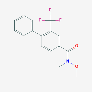 molecular formula C16H14F3NO2 B8126398 N-methoxy-N-methyl-4-phenyl-3-(trifluoromethyl)benzamide 