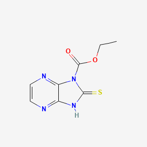 molecular formula C8H8N4O2S B8126429 Ethyl 2-mercapto-1H-imidazo[4,5-B]pyrazine-1-carboxylate 