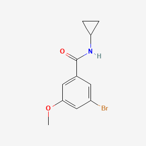 molecular formula C11H12BrNO2 B8126437 3-Bromo-N-cyclopropyl-5-methoxy-benzamide 