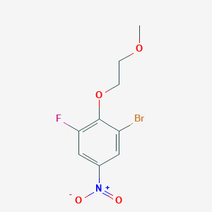 molecular formula C9H9BrFNO4 B8126463 1-Bromo-3-fluoro-2-(2-methoxy-ethoxy)-5-nitro-benzene 