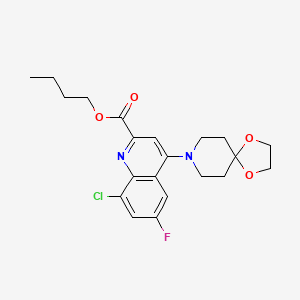 molecular formula C21H24ClFN2O4 B8126572 Butyl 8-chloro-6-fluoro-4-(1,4-dioxa-8-azaspiro[4.5]decan-8-YL)quinoline-2-carboxylate 