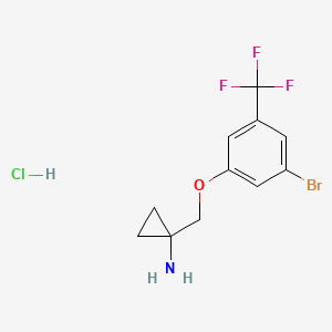 molecular formula C11H12BrClF3NO B8126586 1-(3-Bromo-5-trifluoromethyl-phenoxymethyl)-cyclopropylamine hydrochloride 