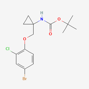 molecular formula C15H19BrClNO3 B8126670 [1-(4-Bromo-2-chloro-phenoxymethyl)-cyclopropyl]-carbamic acid tert-butyl ester 