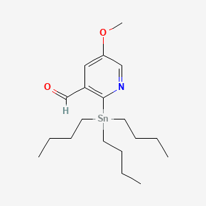 molecular formula C19H33NO2Sn B8126732 5-Methoxy-2-tributylstannylpyridine-3-carbaldehyde 