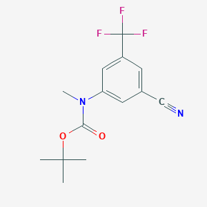 molecular formula C14H15F3N2O2 B8126755 (3-Cyano-5-trifluoromethyl-phenyl)-methyl-carbamic acid tert-butyl ester 