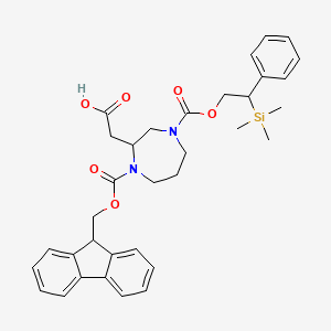 molecular formula C34H40N2O6Si B8126765 2-(1-(((9H-Fluoren-9-YL)methoxy)carbonyl)-4-((2-phenyl-2-(trimethylsilyl)ethoxy)carbonyl)-1,4-diazepan-2-YL)acetic acid 