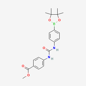 molecular formula C21H25BN2O5 B8126767 4-[[[[4-(4,4,5,5-tetramethyl-1,3,2-dioxaborolan-2-yl)phenyl]amino]carbonyl]amino]Benzoic acid methyl ester 