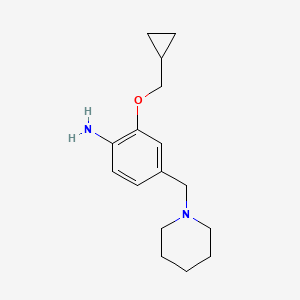molecular formula C16H24N2O B8126774 2-Cyclopropylmethoxy-4-piperidin-1-ylmethylphenylamine 