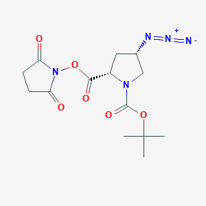 molecular formula C14H19N5O6 B8126781 (2S,4S)-1-Tert-butyl 2-(2,5-dioxopyrrolidin-1-yl) 4-azidopyrrolidine-1,2-dicarboxylate 