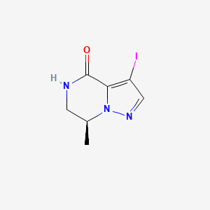 molecular formula C7H8IN3O B8126786 (S)-3-Iodo-7-methyl-6,7-dihydropyrazolo[1,5-a]pyrazin-4(5H)-one 
