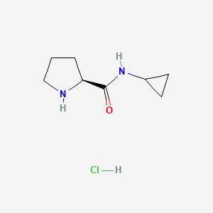 molecular formula C8H15ClN2O B8126794 N-Cyclopropyl-L-prolinamide hcl 