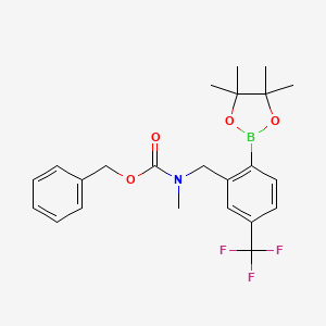 molecular formula C23H27BF3NO4 B8126823 Methyl-[2-(4,4,5,5-tetramethyl-[1,3,2]dioxaborolan-2-yl)-5-trifluoromethyl-benzyl]-carbamic acid benzyl ester 