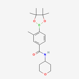 molecular formula C19H28BNO4 B8126875 3-Methyl-N-(tetrahydro-pyran-4-yl)-4-(4,4,5,5-tetramethyl-[1,3,2]dioxaborolan-2-yl)-benzamide 