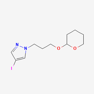 molecular formula C11H17IN2O2 B8126883 4-Iodo-1-[3-(tetrahydro-pyran-2-yloxy)-propyl]-1H-pyrazole 