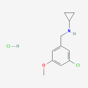 molecular formula C11H15Cl2NO B8126907 N-(3-chloro-5-methoxybenzyl)cyclopropanamine hydrochloride 