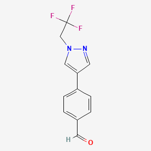 molecular formula C12H9F3N2O B8126908 4-[1-(2,2,2-Trifluoroethyl)-1H-pyrazol-4-yl]-benzaldehyde 