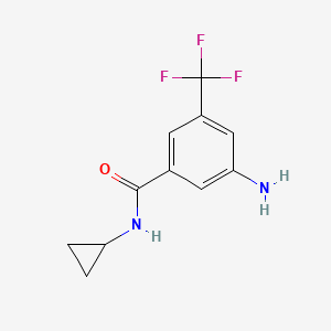 molecular formula C11H11F3N2O B8126926 3-Amino-N-cyclopropyl-5-(trifluoromethyl)benzamide 