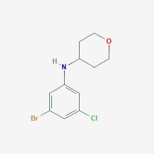 molecular formula C11H13BrClNO B8126994 (3-Bromo-5-chloro-phenyl)-(tetrahydro-pyran-4-yl)-amine 