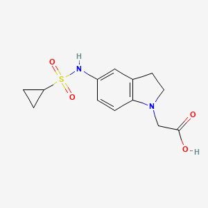 molecular formula C13H16N2O4S B8127029 (5-Cyclopropanesulfonylamino-2,3-dihydroindol-1-yl)-acetic acid 