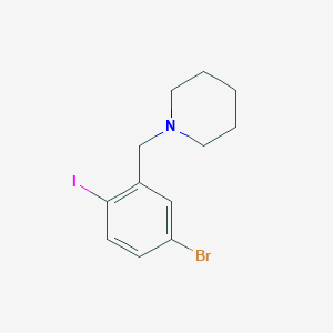 molecular formula C12H15BrIN B8127083 1-(5-Bromo-2-iodobenzyl)-piperidine 