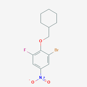 molecular formula C13H15BrFNO3 B8127084 1-Bromo-2-cyclohexylmethoxy-3-fluoro-5-nitro-benzene 