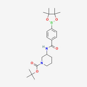 molecular formula C23H35BN2O5 B8127135 3-[4-(4,4,5,5-Tetramethyl-[1,3,2]dioxaborolan-2-yl)-benzoylamino]-piperidine-1-carboxylic acid tert-butyl ester 