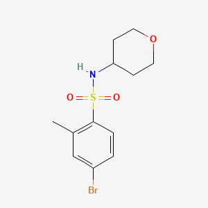 molecular formula C12H16BrNO3S B8127137 4-bromo-2-methyl-N-(tetrahydro-2H-pyran-4-yl)benzenesulfonamide 