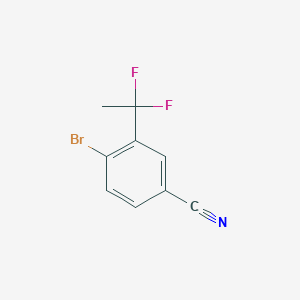molecular formula C9H6BrF2N B8127200 4-Bromo-3-(1,1-difluoroethyl)benzonitrile 