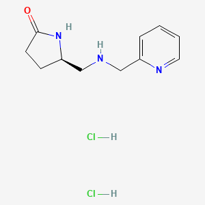 molecular formula C11H17Cl2N3O B8127206 (5R)-5-[(pyridin-2-ylmethylamino)methyl]pyrrolidin-2-one;dihydrochloride 