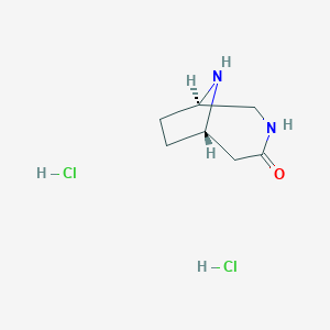 molecular formula C7H14Cl2N2O B8127221 (1S,6R)-3,9-Diazabicyclo[4.2.1]nonan-4-one dihydrochloride 