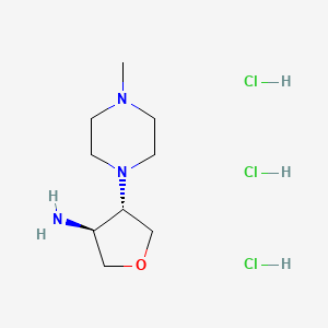 molecular formula C9H22Cl3N3O B8127282 (3S,4S)-4-(4-methylpiperazin-1-yl)oxolan-3-amine;trihydrochloride 