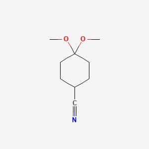 molecular formula C9H15NO2 B8127432 4,4-Dimethoxycyclohexane-1-carbonitrile 
