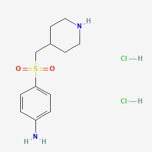 molecular formula C12H20Cl2N2O2S B8127532 4-((Piperidin-4-ylmethyl)sulfonyl)aniline dihydrochloride 