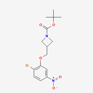 molecular formula C15H19BrN2O5 B8127578 3-(2-Bromo-5-nitro-phenoxymethyl)-azetidine-1-carboxylic acid tert-butyl ester 