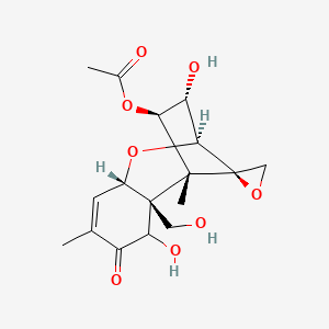 molecular formula C17H22O8 B8127599 [(1R,2S,7S,9S,10S,11R,12R)-3,10-dihydroxy-2-(hydroxymethyl)-1,5-dimethyl-4-oxospiro[8-oxatricyclo[7.2.1.02,7]dodec-5-ene-12,2'-oxirane]-11-yl] acetate 