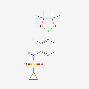 molecular formula C15H21BFNO4S B8127630 N-(2-Fluoro-3-(4,4,5,5-tetramethyl-1,3,2-dioxaborolan-2-yl)phenyl)cyclopropanesulfonamide 
